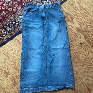 Vintage 90s Blue Denim Women's Flare Jean Skirt cotton Ginny 28 inch waist